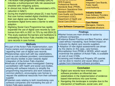 The Impact of Digital Care Records on the spread of the Action Falls Programme in care homes poster preview image