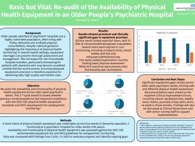 Basic but Vital: Re-audit of the Availability of Physical Health Equipment in an Older People’s Psychiatric Hospital poster preview image
