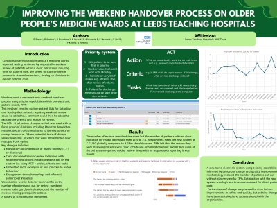 Improving the Weekend Handover Process on Older Adults Medicine Wards at Leeds Teaching Hospitals poster preview image