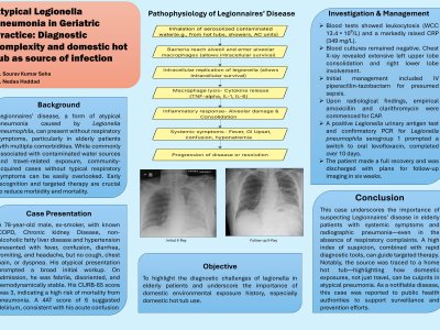 Atypical Legionella pneumonia in Geriatric Practice: Diagnostic complexity and domestic hot tub as source of infection. poster preview image