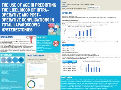 Use of age in predicting the likelihood of intra-operative and post-operative complications in Total Laparoscopic Hysterectomies  poster preview image