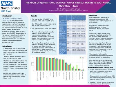 An Audit of Quality and Completion of Respect Forms in Southmead Hospital - 2025 poster preview image