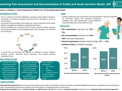 Quality Improvement Project Assessment of PAIN in Acute and Frailty Geriatrics in-patients at a district Hospital in South Wales poster preview image