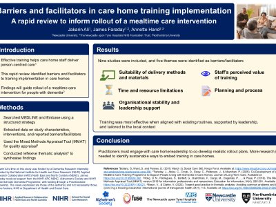 Barriers and facilitators in care home training implementation: A rapid review to inform rollout of a mealtime care intervention poster preview image