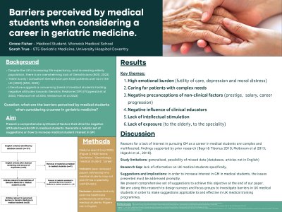 Barriers perceived by medical students when considering a career in geriatric medicine. poster preview image
