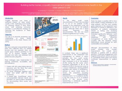 Building better bones, a quality improvement project to enhance bone health in the older person’s unit poster preview image