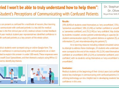 “I’m worried I won’t be able to truly understand how to help them”: Medical Student’s Perceptions of Communicating with Confused Patients poster preview image