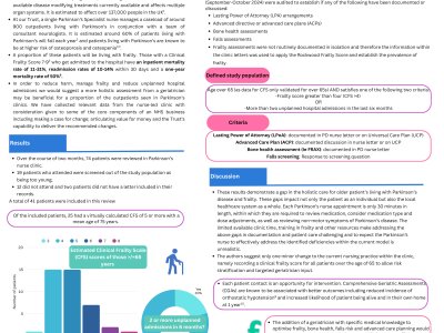 Establishing a business case for joint geriatrician and neurology assessments in an outpatient Movement Disorders clinic poster preview image