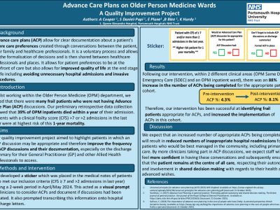 Advance Care Plans on Older Person Medicine wards at Queen Alexandra Hospital, Portsmouth poster preview image