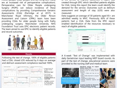Utilising Epic to develop a dashboard to drive improvement in care of the older  person undergoing vascular surgery in Manchester poster preview image