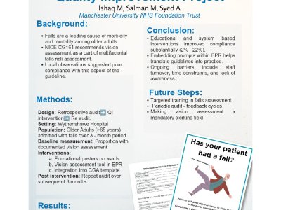 Improving Compliance with Vision Assessment in Older Adults admitted with falls:  A Quality Improvement Project poster preview image