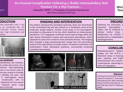 An Unusual Complication Following a Stable Intramedullary Nail Insertion For a Hip Fracture…  poster preview image