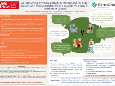 Co-designing physical activity interventions for older adults with frailty: Insights from a qualitative study in retirement village poster preview image
