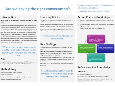 A Qualitative Audit of ReSPECT Form Discussions in Dementia Inpatient Units poster preview image
