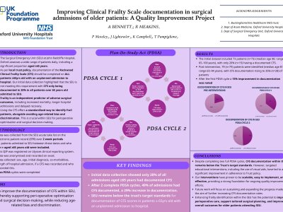 Improving Clinical Frailty Scale documentation in surgical admissions of older patients: A Quality Improvement Project poster preview image