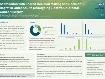 Satisfaction with Shared Decision Making and Decision Regret in Older Adults Undergoing Elective Colorectal Cancer Surgery poster preview image