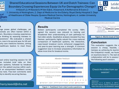 Shared educational sessions between UK and Dutch trainees: can boundary-crossing experiences equip us for demographic change? poster preview image
