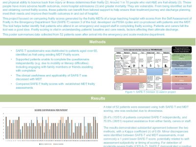 Using the Self Assessment for Frailty in the Emergency Department Tool (SAFE-T) in urgent and emergency care poster preview image