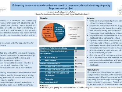 Enhancing assessment and continence care in a community hospital setting: A quality improvement project. poster preview image