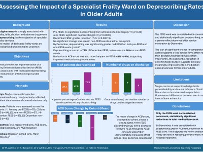 Assessing the impact of a specialist frailty ward on deprescribing rates in older adults poster preview image