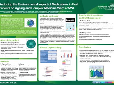 Reducing the environmental impact of medications in frail patients on Ageing and Complex Medicine ward at WWL poster preview image