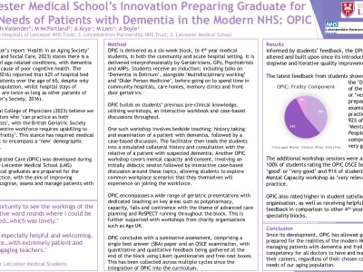 OPIC: Leicester Medical School's (LMS) Innovation Preparing Graduates for the Needs of Patients with Dementia in the Modern NHS poster preview image