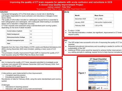 Quality Improvement Project to improve the quality of CT head requests for acute confusion and reductions in GCS poster preview image