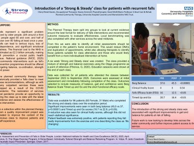 Introduction of a 'Strong and Steady' class for patients with recurrent falls poster preview image
