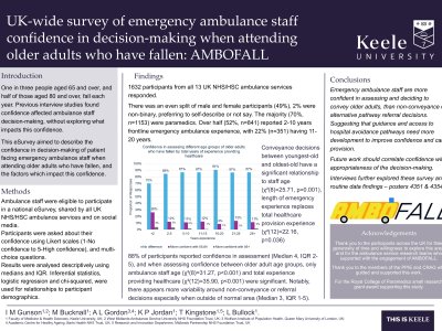 UK-wide survey of emergency ambulance staff confidence in decision-making when attending older adults who have fallen: AMBOFALL poster preview image