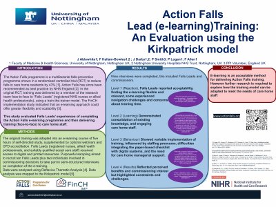 Action Falls Lead (e-learning) Training: An Evaluation using the Kirkpatrick model poster preview image