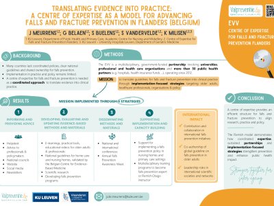 Translating evidence into practice:  a Centre of Expertise as a Model for Advancing  Falls and Fracture Prevention in Flanders (Belgium) poster preview image
