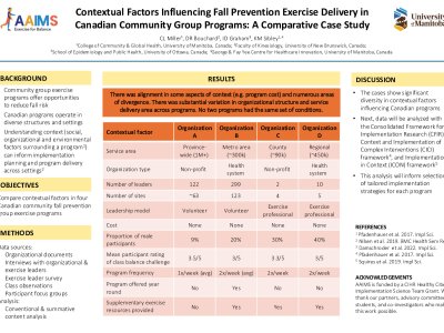 Contextual factors influencing fall prevention exercise delivery in Canadian community group programs: A comparative case study poster preview image