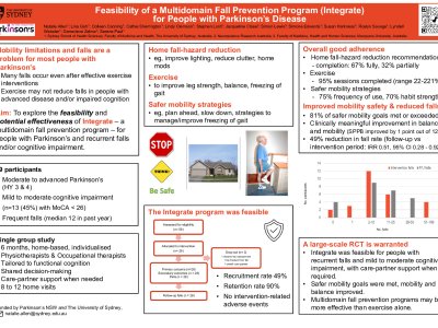 Feasibility of a Multidomain Fall Prevention Program (Integrate) for People with Parkinson’s Disease poster preview image