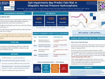 Gait impairments may predict falls risk in idiopathic Normal Pressure Hydrocephalus: Evidence from 3D motion analysis poster preview image