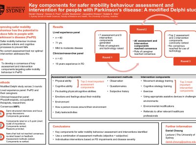 Key components for assessing and promoting safer mobility behaviour in Parkinson’s disease: A modified Delphi study poster preview image