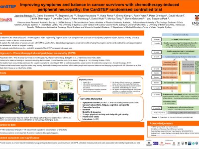 Improving symptoms and balance in cancer survivors with chemotherapy-induced peripheral neuropathy: the CanSTEP trial poster preview image