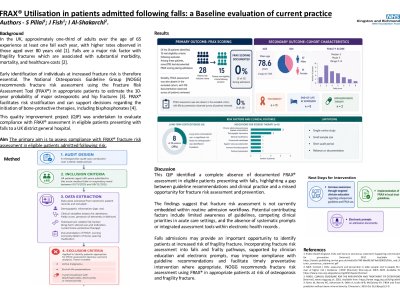 FRAX® Utilisation in patients admitted following falls: a Baseline evaluation of current practice. poster preview image