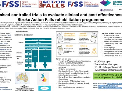 Randomised controlled trials to evaluate clinical and cost effectiveness of the Stroke Action Falls rehabilitation programme poster preview image