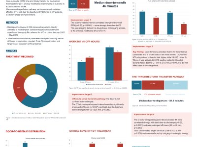 Door-to-needle performance and areas for improvement of reperfusion therapy in acute ischaemic stroke poster preview image