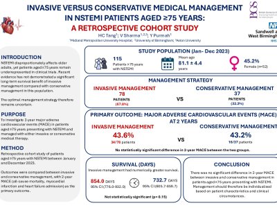 INVASIVE VERSUS CONSERVATIVE MEDICAL MANAGEMENT IN NSTEMI PATIENTS AGED ≥75 YEARS: A RETROSPECTIVE COHORT STUDY poster preview image