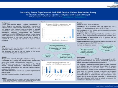 Improving Patient Experience of the PRIME Service: Patient Satisfaction Survey poster preview image