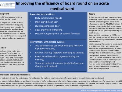 Improving the efficiency of board round on an acute medical ward in Cardiff poster preview image