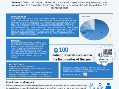 Overnight Ambulance Referrals to Urgent Community Response and Frailty Services to Avoid Unnecessary Hospital Conveyance poster preview image