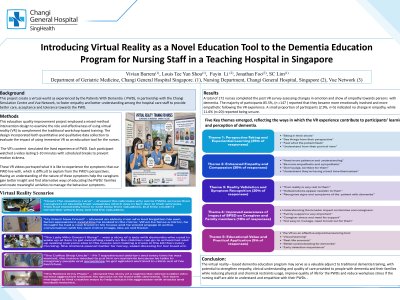 Introducing Virtual Reality as a Novel Education Tool to the Dementia Education Program for Nursing Staff in a Teaching Hospital in Singapore poster preview image